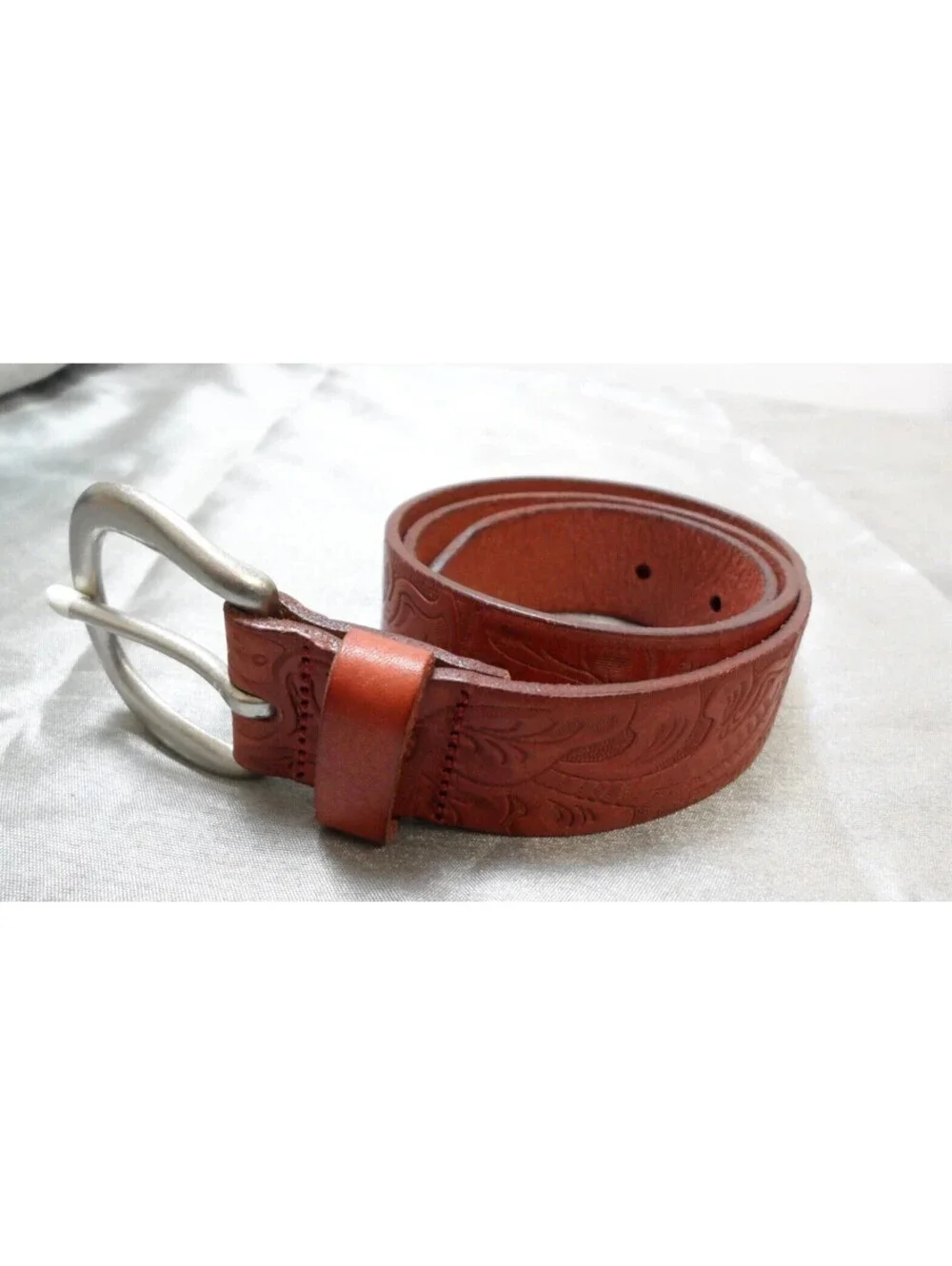 Mens Polo Ralph Lauren tooled leather belt sz 28